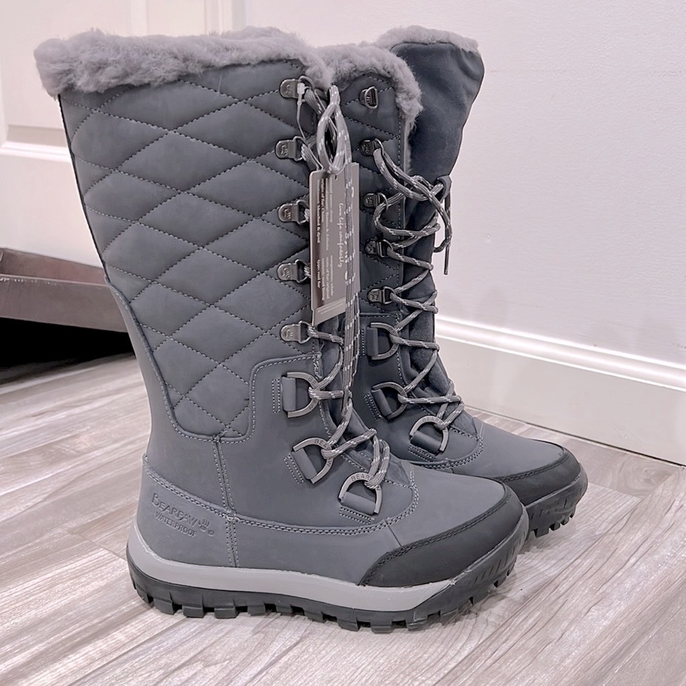 🐻♥️NWT BEARPAW Tall Charcoal Isabella Snow Boots stored in box in Size 6❄️☃️